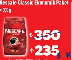 NESCAFE CLASSİC EKONOMİK PAKET KAHVE 300 G